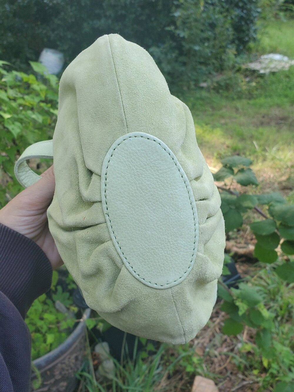 Mini Suede Suki Tote In Matcha - Picture 5 of 8